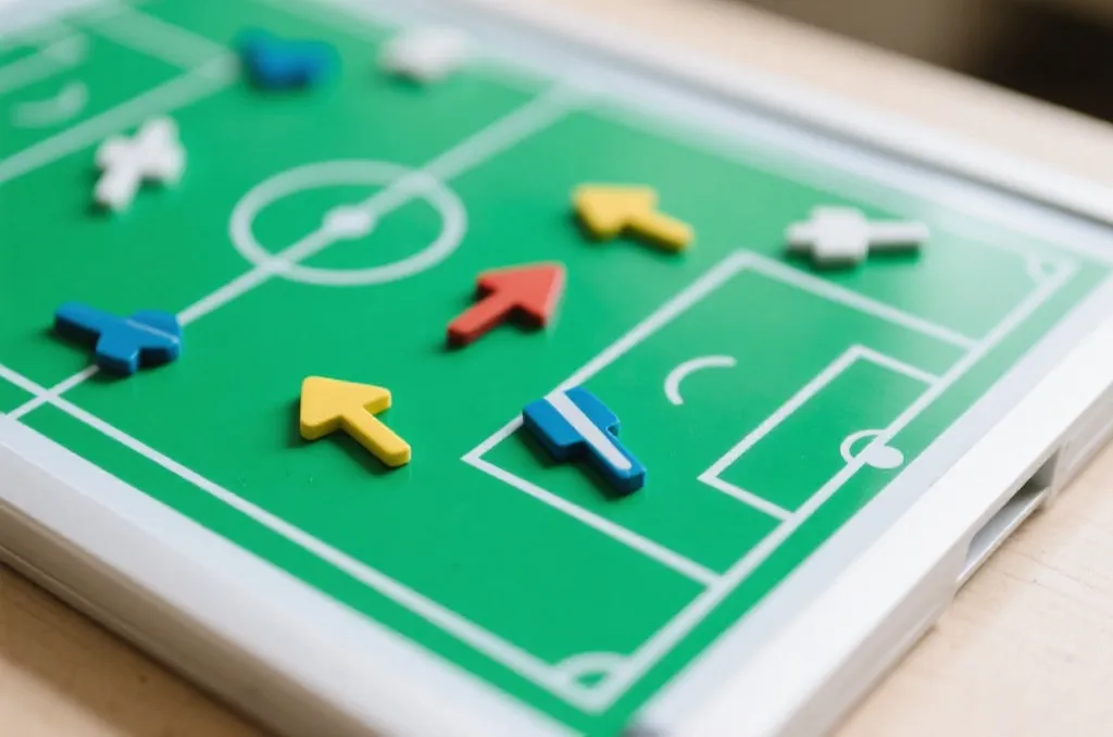 Tactical board with generic sports strategy magnets and dynamic arrows
